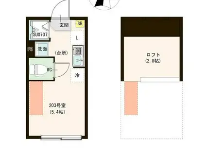 カーサ エスト 小岩(ワンルーム/2階)の間取り写真