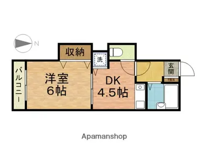 エスタリオ新田(1DK/3階)の間取り写真