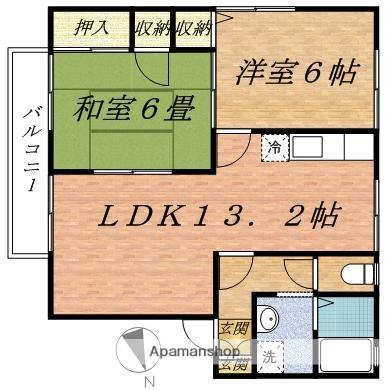 シャルマンハイツ(2LDK/2階)の間取り写真