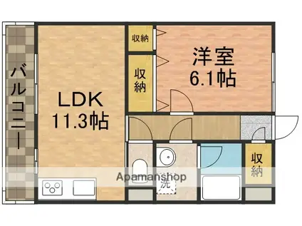 プライムヒルズ(1LDK/2階)の間取り写真