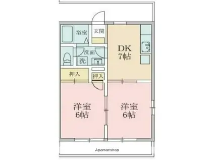 コンフォート東船橋(2DK/2階)の間取り写真