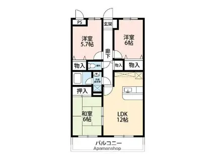 アンソレイエ(3LDK/1階)の間取り写真
