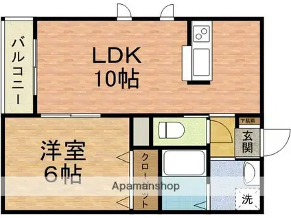 ハウスMYK(1LDK/3階)の間取り写真