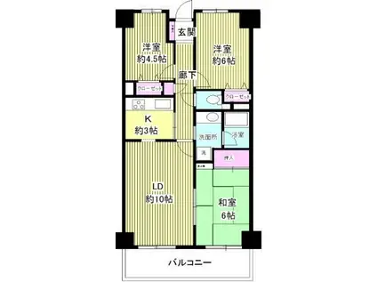 クレストヒル中野木(3LDK/2階)の間取り写真