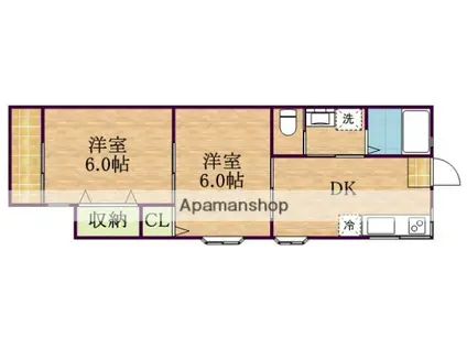 メイヴェル21(2DK/2階)の間取り写真