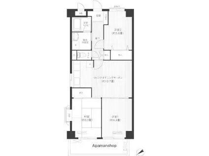 レジデンス雅鷺(3LDK/3階)の間取り写真