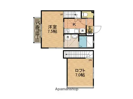 メゾン・フルール(1K/2階)の間取り写真