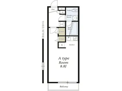 リブリ・スカイⅢ(ワンルーム/1階)の間取り写真