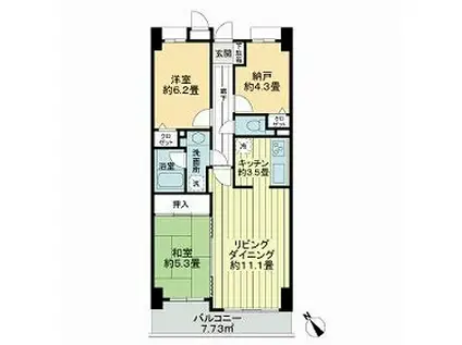 ライオンズステーションプラザ西船橋(2SLDK/11階)の間取り写真
