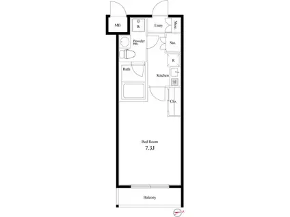 プライムレジデンス市川(1K/4階)の間取り写真