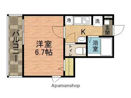 プロローグ本八幡(1K/2階)の間取り写真