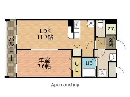 プライムエデン(1LDK/1階)の間取り写真