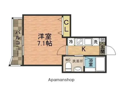 ピアンタ鬼越(1K/1階)の間取り写真