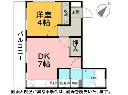 FCJビル(1DK/2階)の間取り写真