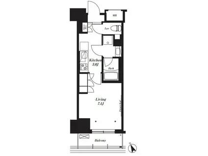 プライマル船橋(1K/10階)の間取り写真