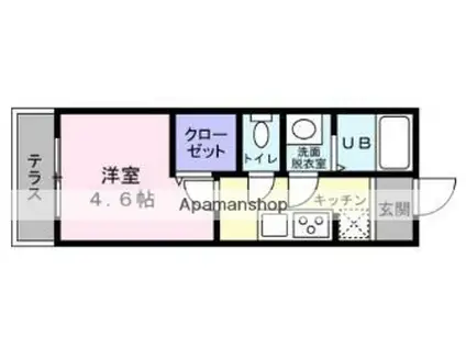 SパレスⅥ(1K/1階)の間取り写真