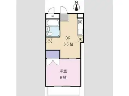 エステートハウス(1DK/2階)の間取り写真