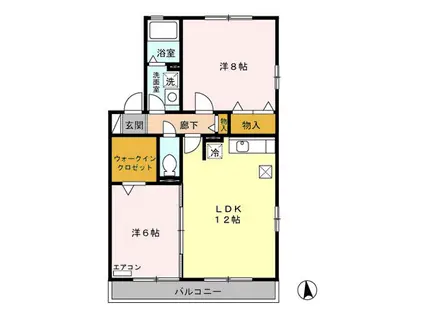 サニー・ウェル(2LDK/1階)の間取り写真