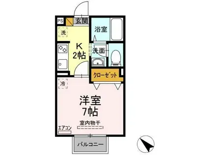 シャングリラ(1K/2階)の間取り写真