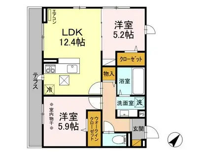 ソラーレ(2LDK/1階)の間取り写真