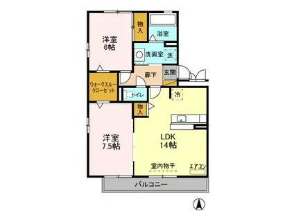 ベルデュールA・B (2LDK/2階)の間取り写真