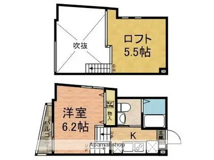 KS新船橋(1K/1階)の間取り写真