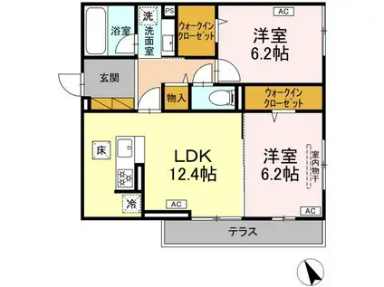 D-ROOM海神町南HY(2LDK/1階)の間取り写真