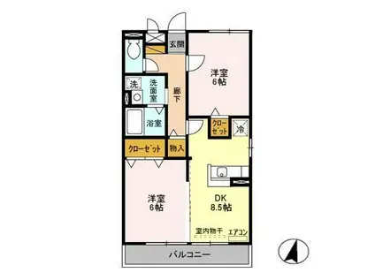 サニーウェル(2DK/3階)の間取り写真