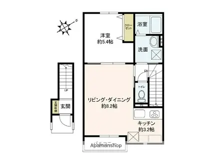 LILY津田沼(2LDK/2階)の間取り写真