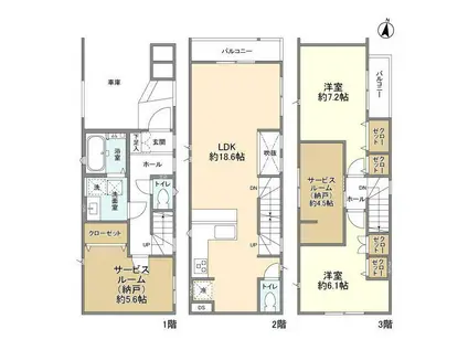 東京都新宿線 一之江駅 徒歩18分 3階建 築1年(2SLDK)の間取り写真