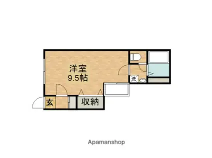 シモンズⅡ(ワンルーム/1階)の間取り写真