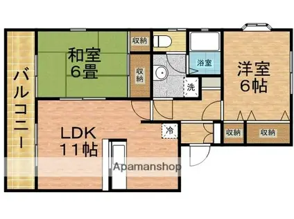 サンハイツ北方A棟(2LDK/1階)の間取り写真