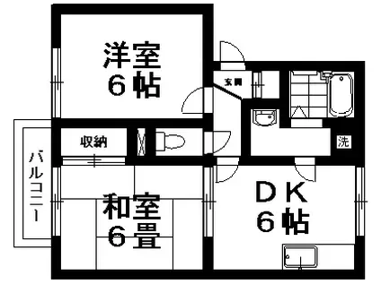 クレールフォンテ(2DK/1階)の間取り写真