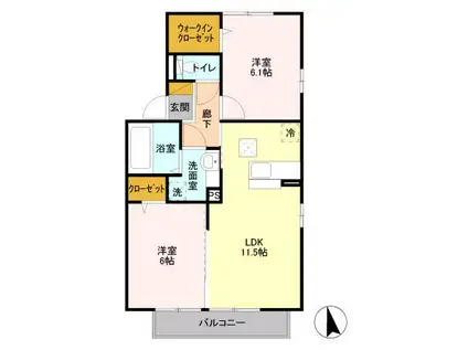 ブランシュ(2LDK/1階)の間取り写真