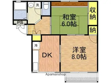 クレスト(2K/1階)の間取り写真