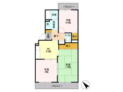 ボア・クレールB(3DK/3階)の間取り写真