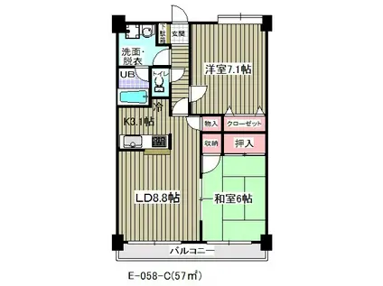 アウラ10(2LDK/1階)の間取り写真
