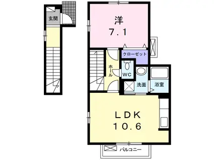 メゾン・ミニヨンⅡ(1LDK/2階)の間取り写真