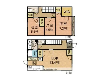 京成電鉄松戸線 高根木戸駅 徒歩11分 2階建 築29年(3LDK)の間取り写真