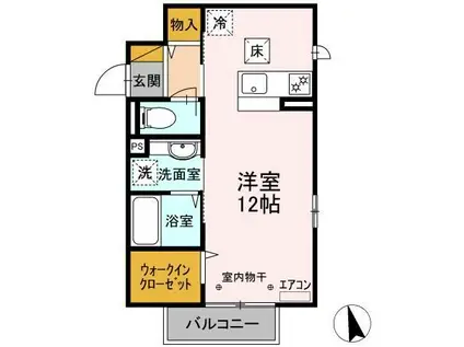 LA LUCE 奏の杜(ワンルーム/1階)の間取り写真