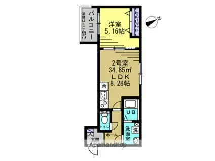 AJ船橋湊町(1LDK/2階)の間取り写真