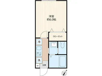 グランフェリオ習志野(1K/1階)の間取り写真