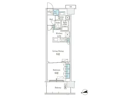 スカイグランデ津田沼(1LDK/5階)の間取り写真