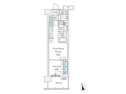 スカイグランデ津田沼(1LDK/5階)の間取り写真
