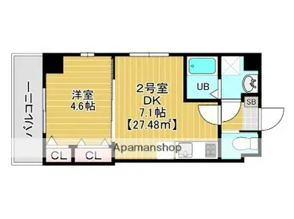 ステイビルⅡ(1DK/6階)の間取り写真