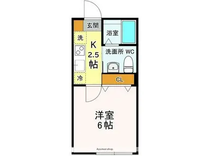 ブリーズ東船橋(1K/1階)の間取り写真