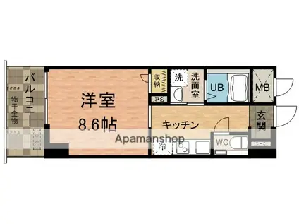 フロントンサウスビル(1K/7階)の間取り写真