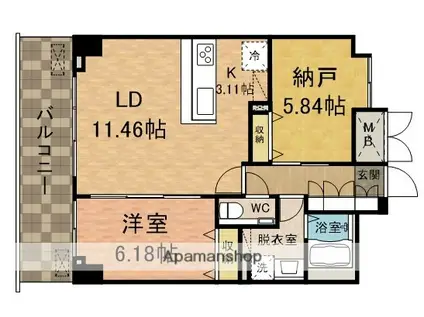 フロントンサウスビル(1SLDK/8階)の間取り写真