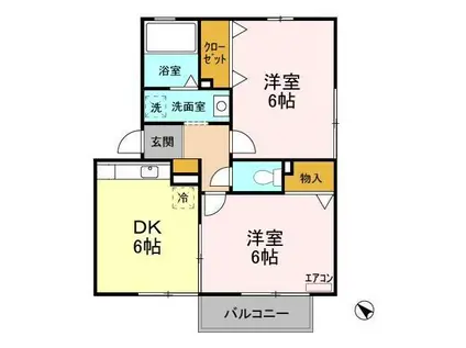 ポルク VI(2DK/2階)の間取り写真