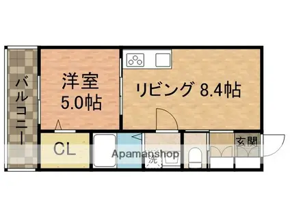 LIKES飯山満町A棟(1LDK/1階)の間取り写真